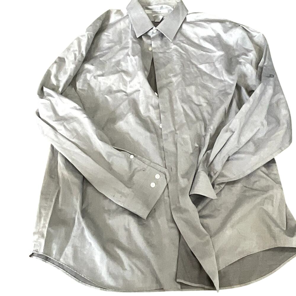 Perry Ellis Portfolio Dress Shirt Men XXL Gray Classic Fit